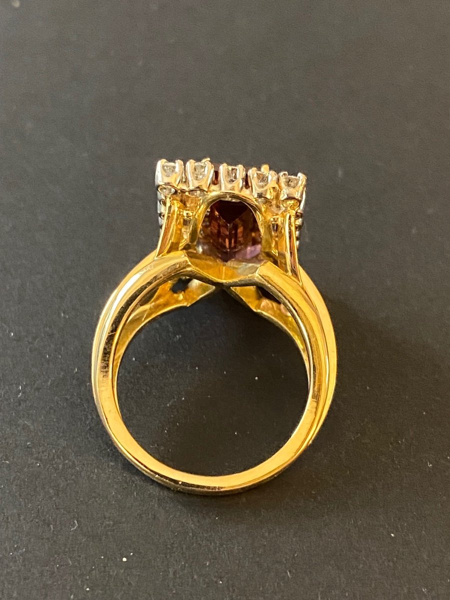 Ancienne Bague En Or , Tourmaline Et Diamants-photo-5