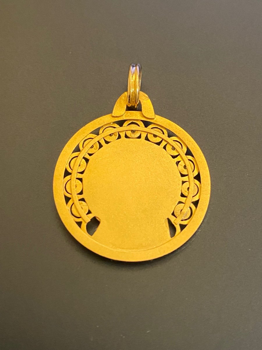 Médaille Religieuse En Or Et Diamants. Signée Dropsy-photo-2