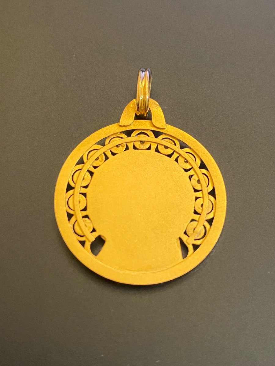 Médaille Religieuse En Or Et Diamants. Signée Dropsy-photo-3
