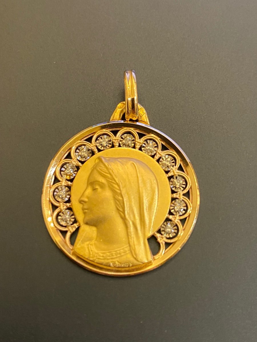 Médaille Religieuse En Or Et Diamants. Signée Dropsy-photo-6