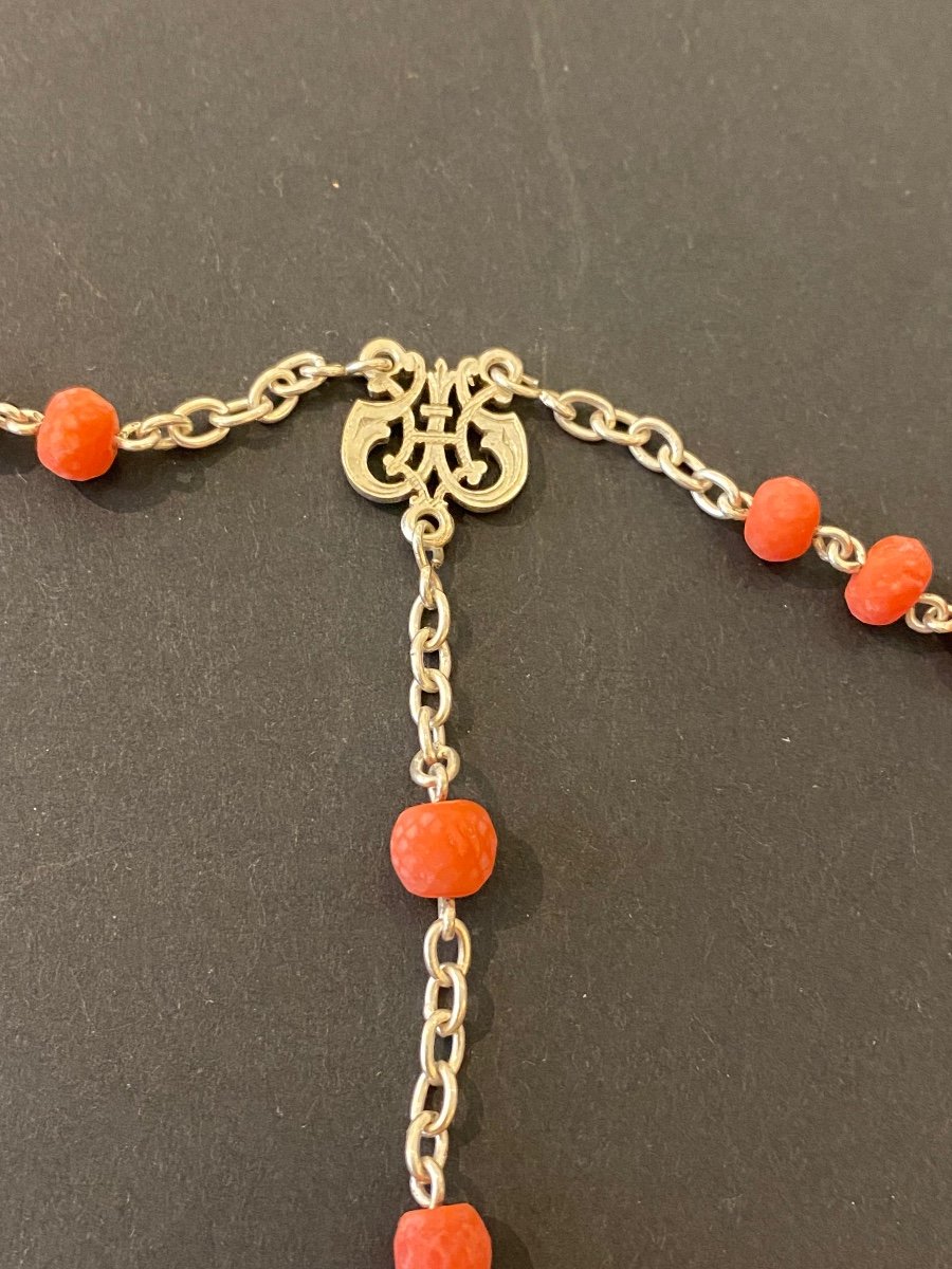 Grand Chapelet Corail Argent Ancien-photo-2