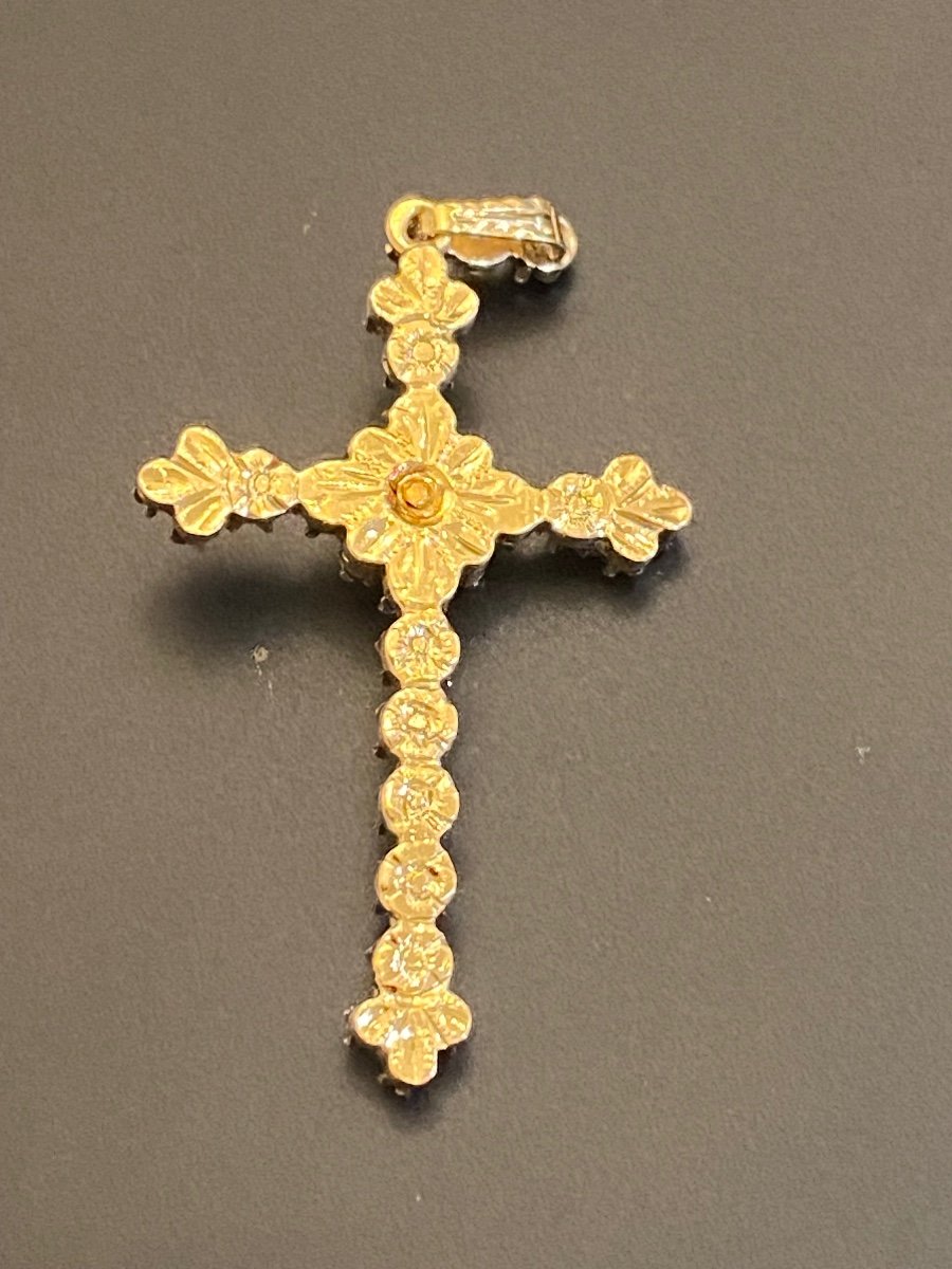 Ancienne Croix Argent Et Pierres Blanches-photo-4