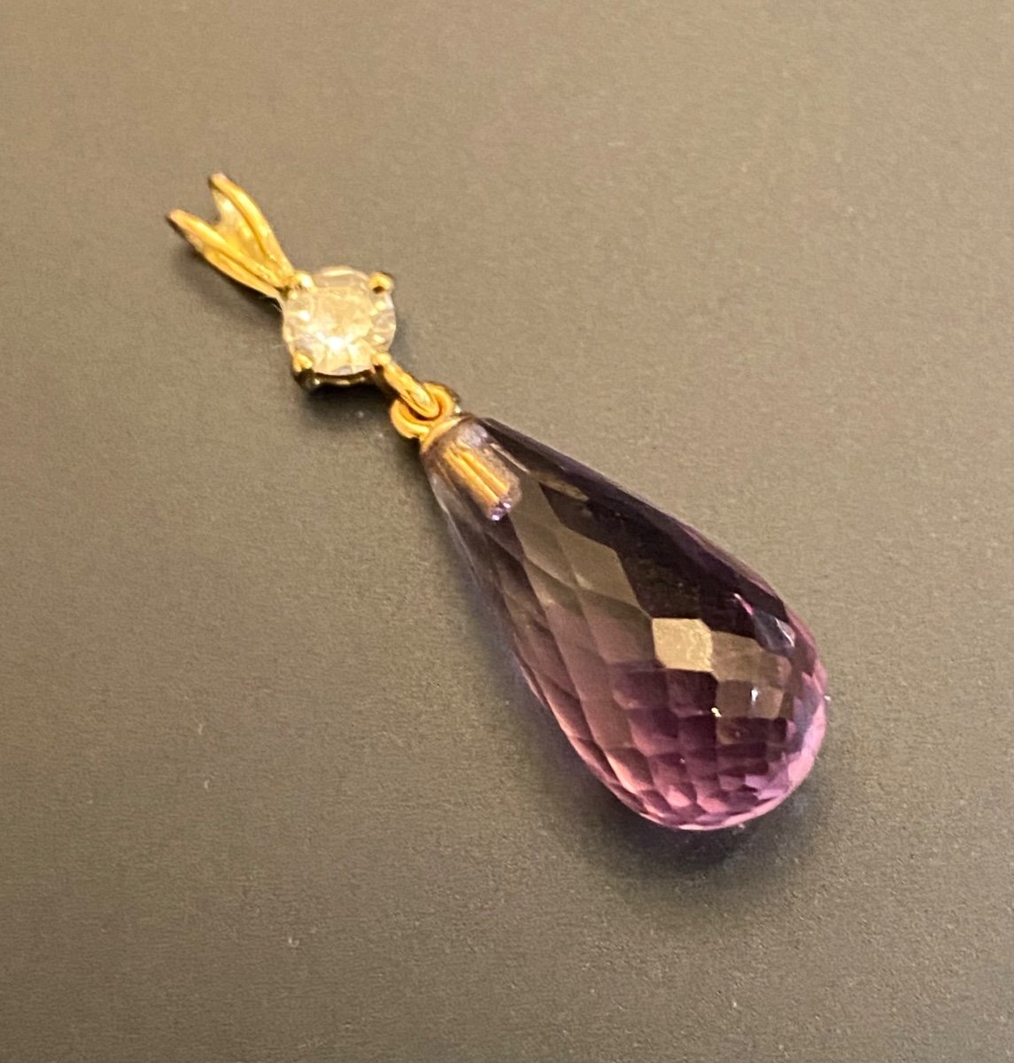 Pendentif Or , Diamant Et Amethyste-photo-2