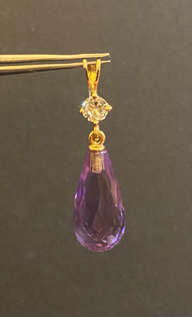 Pendentif Or , Diamant Et Amethyste-photo-3