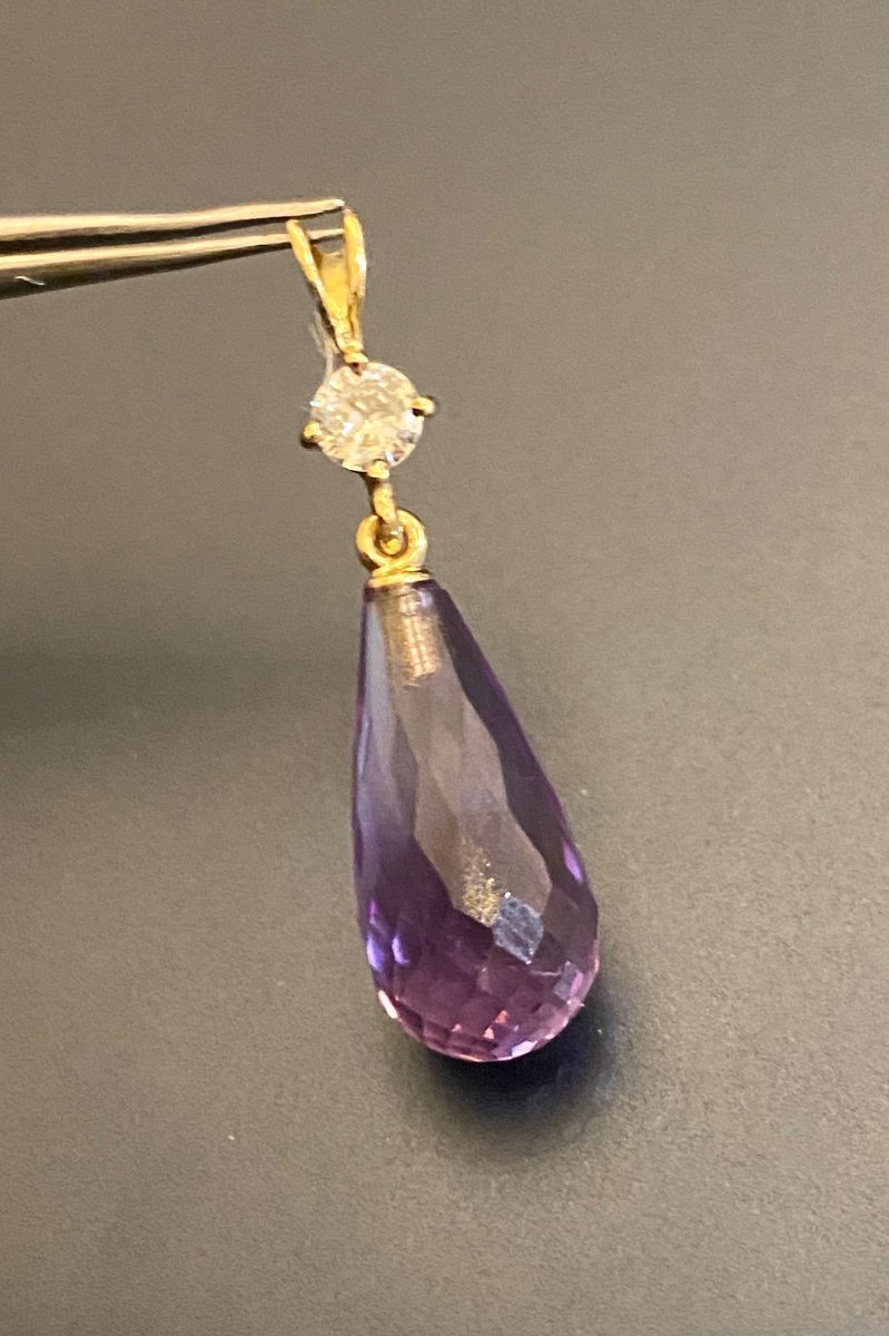 Pendentif Or , Diamant Et Amethyste-photo-2