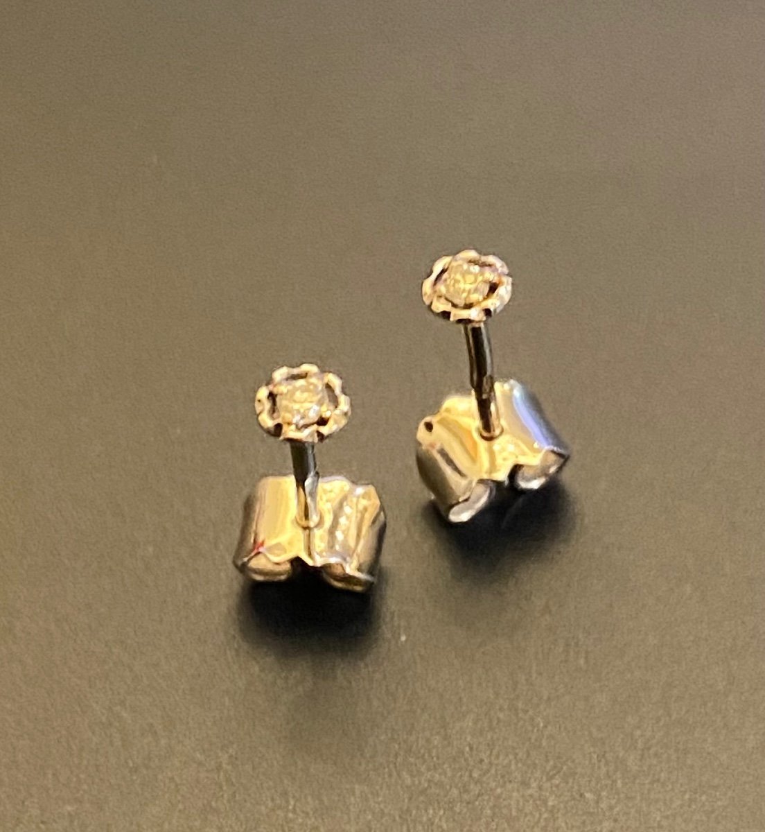 Pair Of Gold And Diamond Stud Earrings