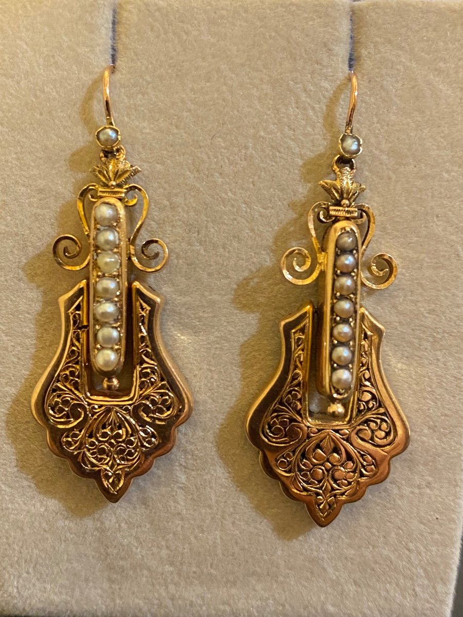 Pair Of Gold Earrings. Napoleon III-photo-2