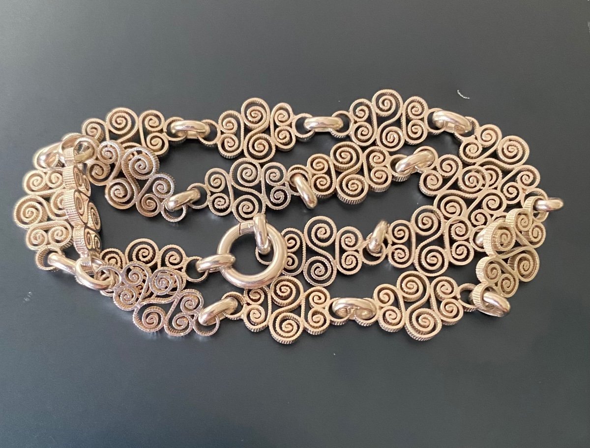 Ancien Collier En Argent 800/1000 Eme-photo-7