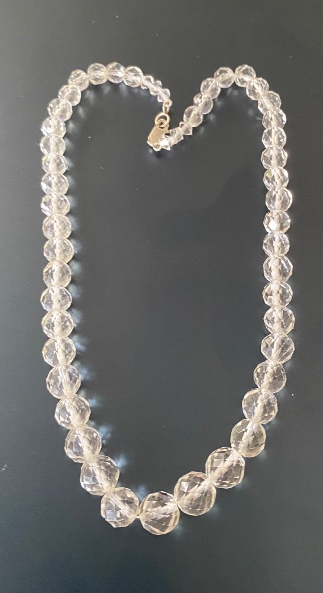 Faceted Crystal Necklace, 925/1000 Silver Clasp Eme-photo-1