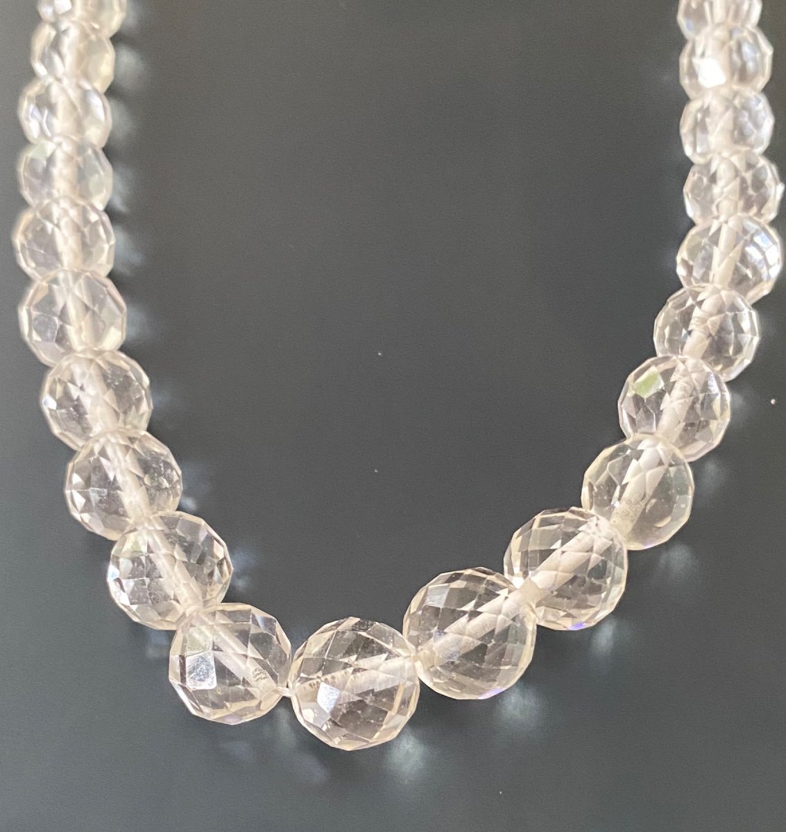 Faceted Crystal Necklace, 925/1000 Silver Clasp Eme-photo-4