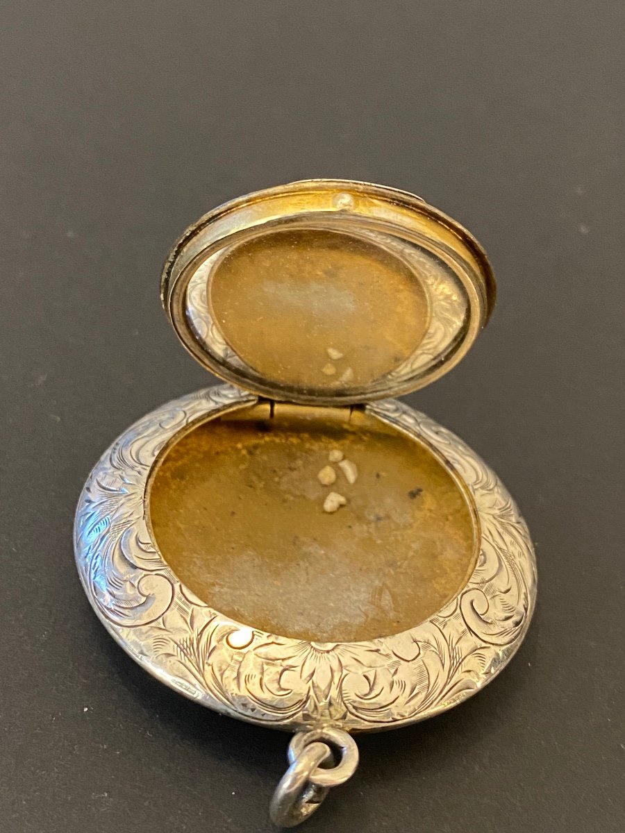 Antique Pillbox Pendant In 850/1000 Silver-photo-2