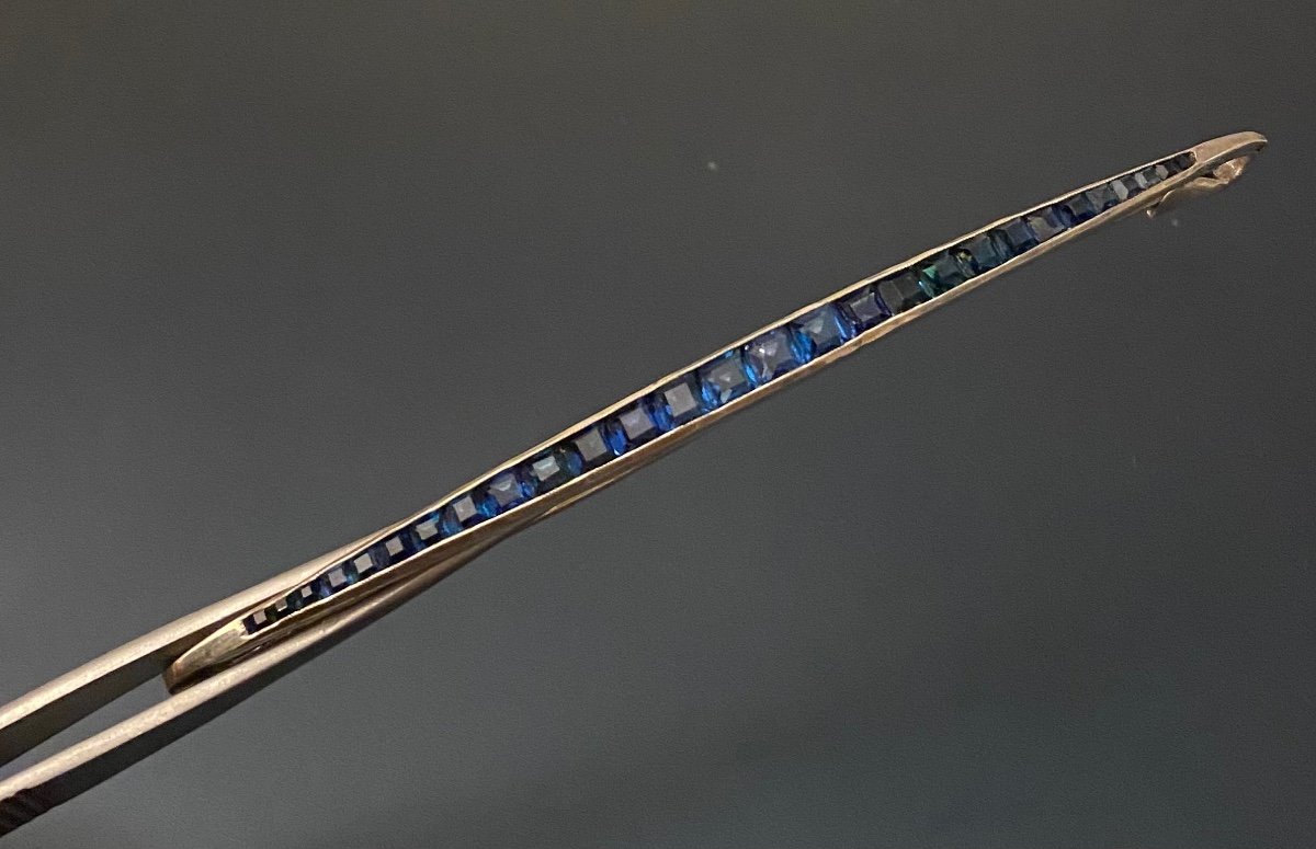 Antique Art Deco Style Brooch In Silver And Stones-photo-8