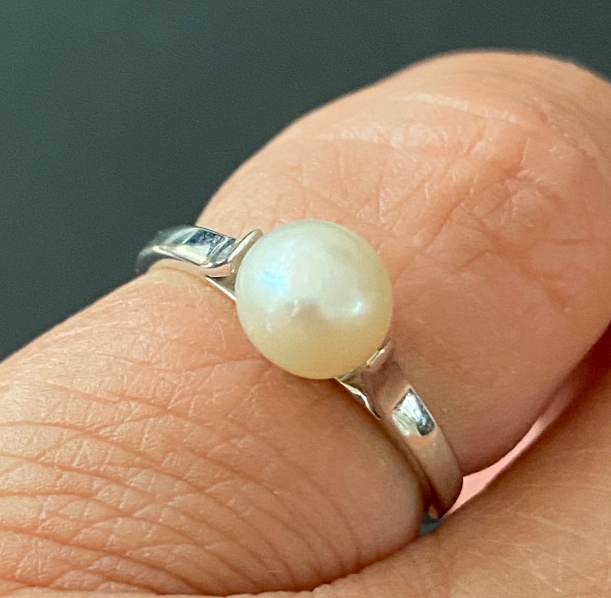 Bague En Or Gris Et Perle Fine-photo-2