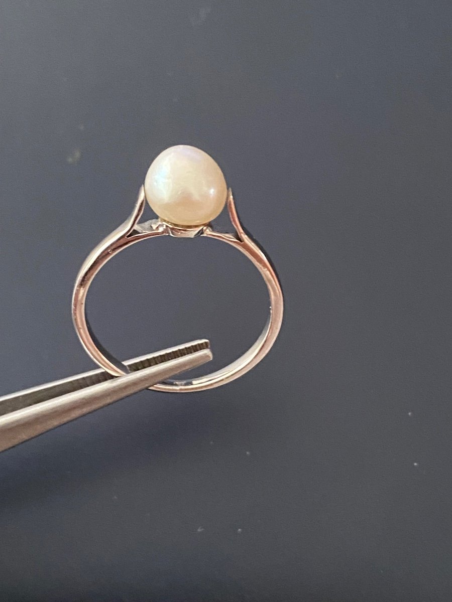 Bague En Or Gris Et Perle Fine-photo-2