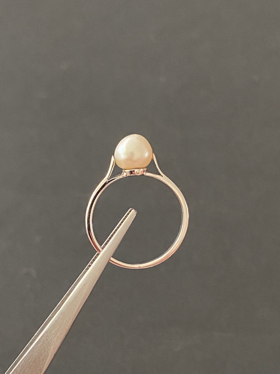 Bague En Or Gris Et Perle Fine-photo-3
