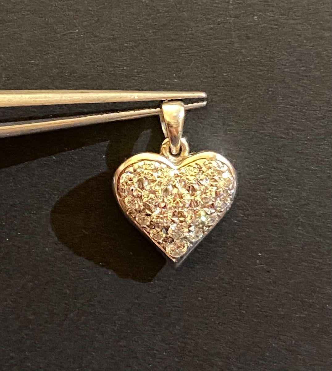 Pendentif Cœur En Or Gris Et Diamants-photo-2