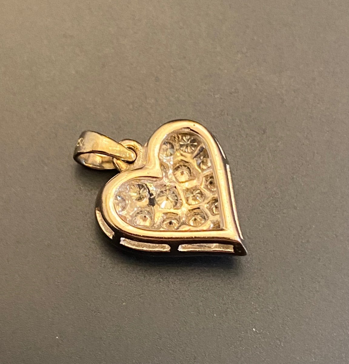 Pendentif Cœur En Or Gris Et Diamants-photo-3