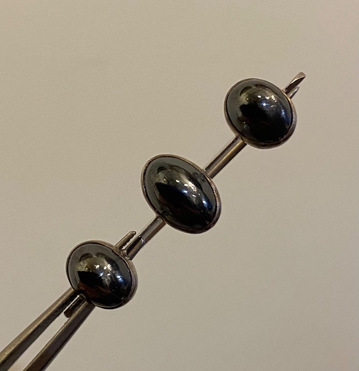 Antique Silver And Hematite Brooch-photo-2
