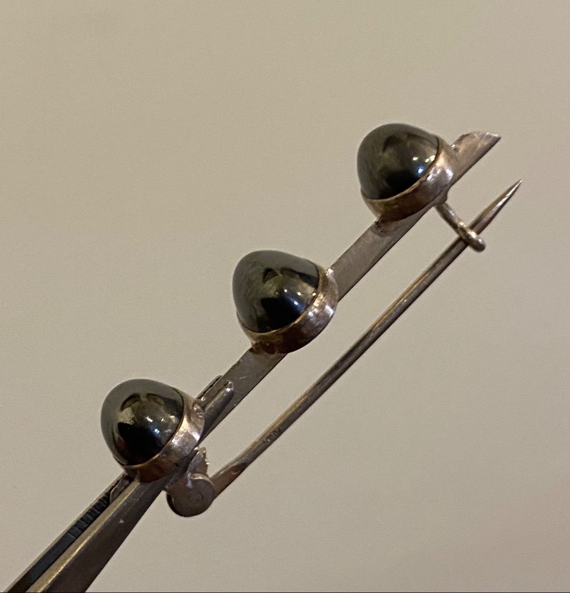 Antique Silver And Hematite Brooch-photo-3