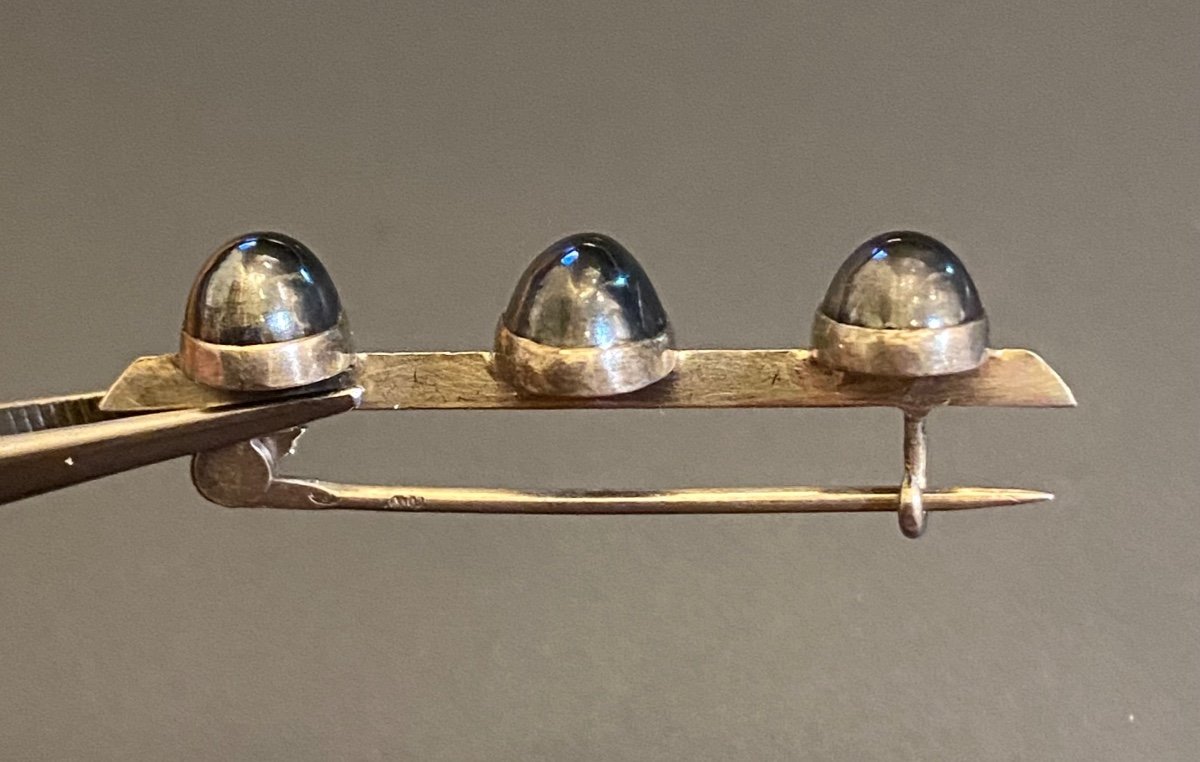 Antique Silver And Hematite Brooch-photo-2