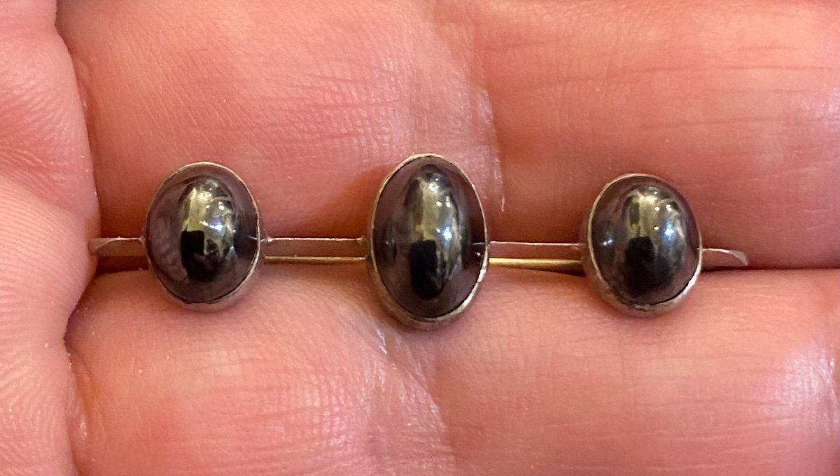 Antique Silver And Hematite Brooch-photo-4