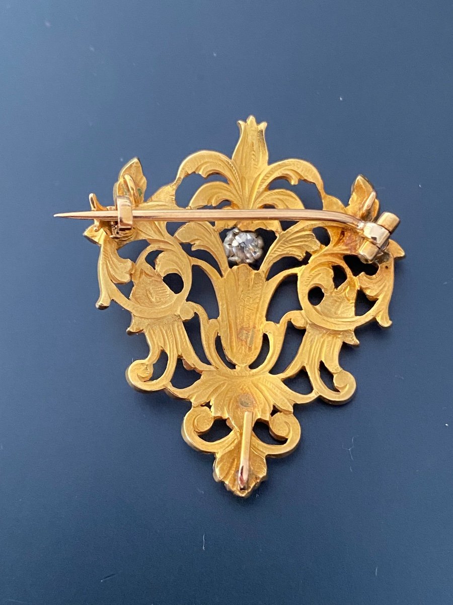 Broche-pendentif Style Art Nouveau En Or Et Diamant-photo-3