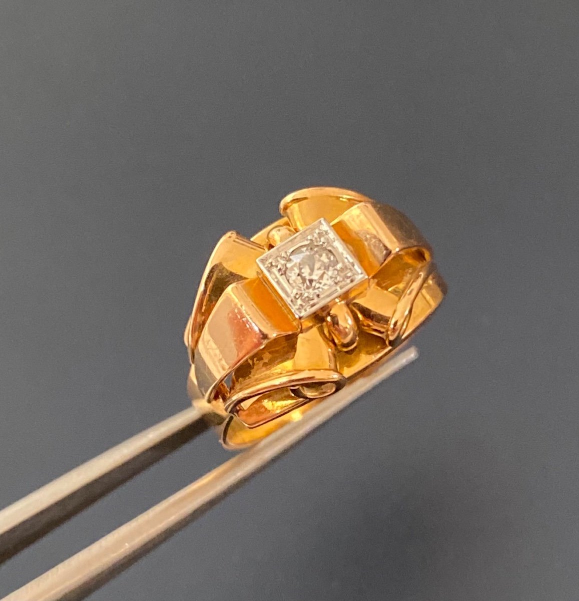 Bague  Style Art Deco En Or Et Diamant-photo-8