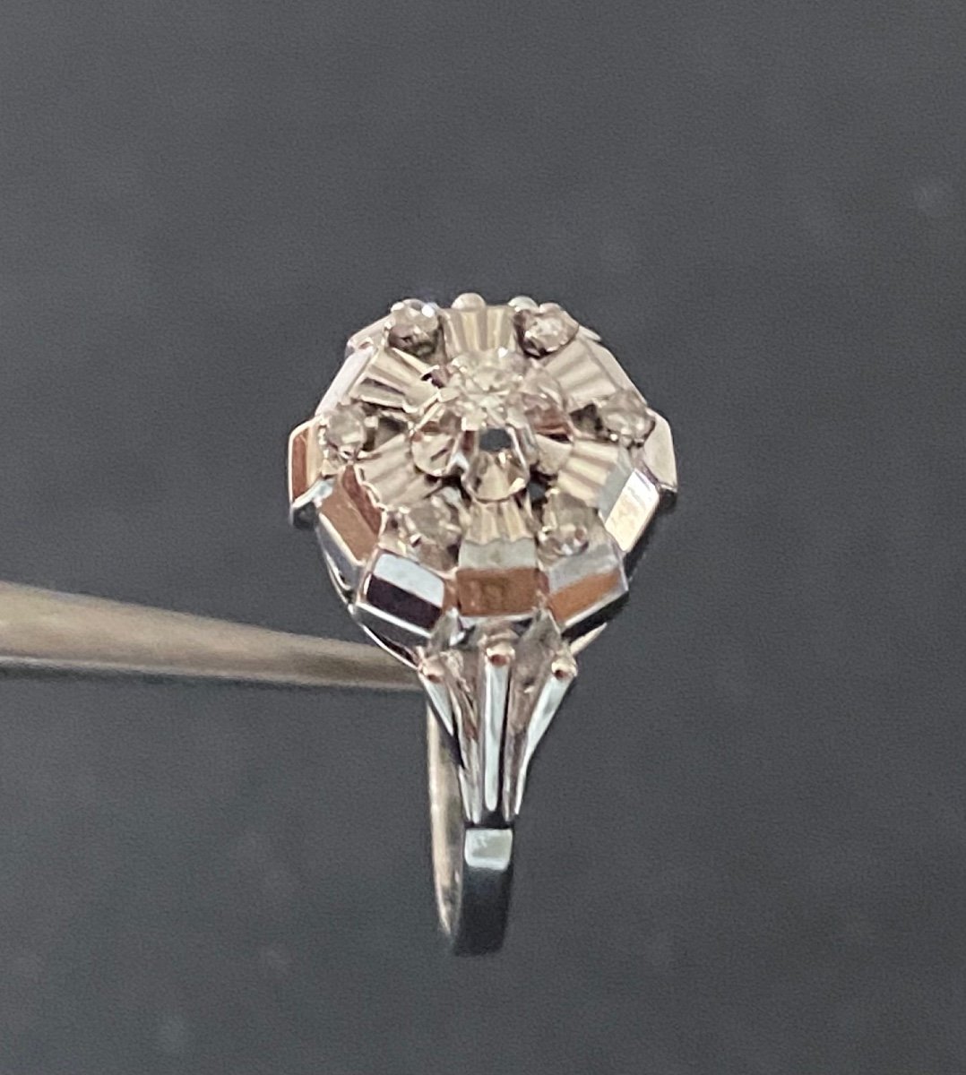 Ring In 750/1000 White Gold And Diamonds-photo-3