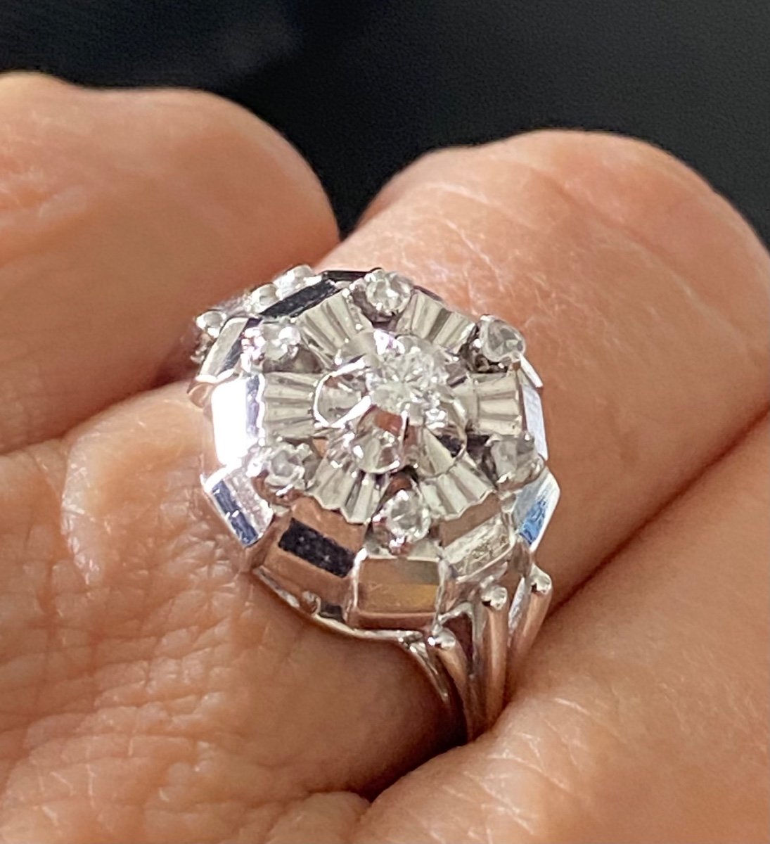 Ring In 750/1000 White Gold And Diamonds-photo-2