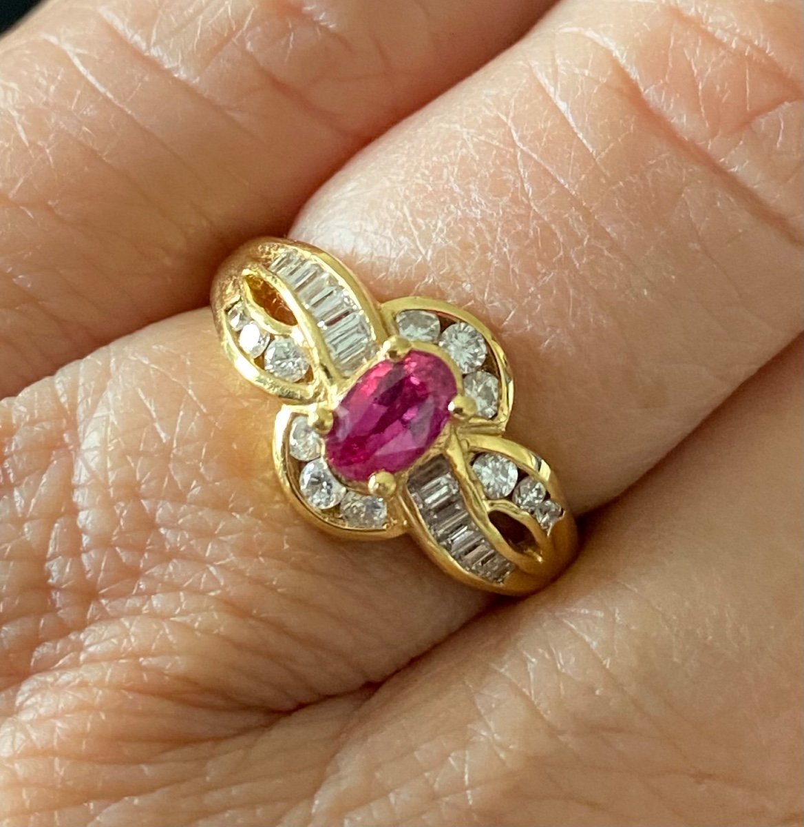 Bague En Or , Rubis Et Diamants-photo-2