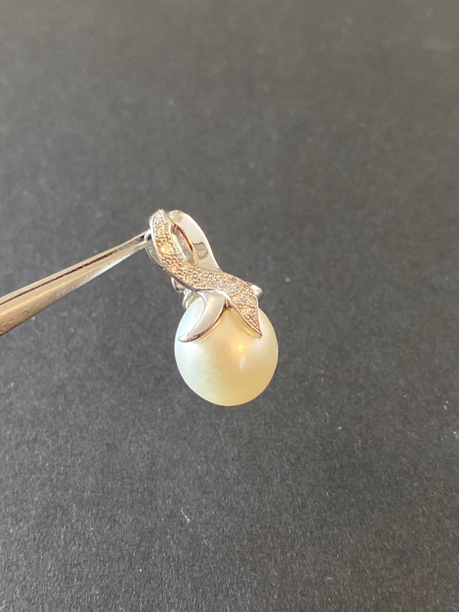 Pendentif En Or, Perle De Culture Et Diamants-photo-2