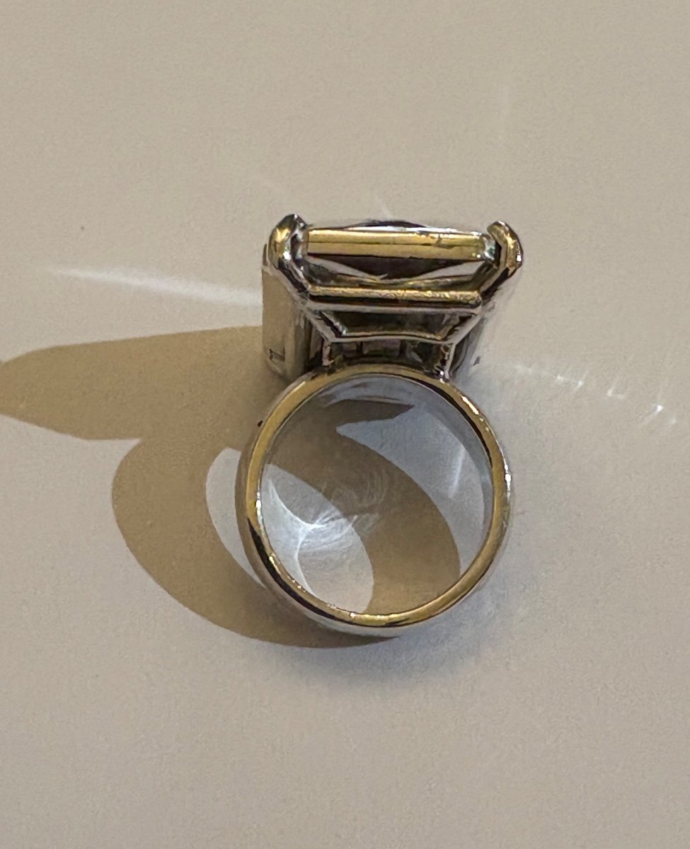 Christofle Vintage: Emerald Cut Silver Ring.-photo-4