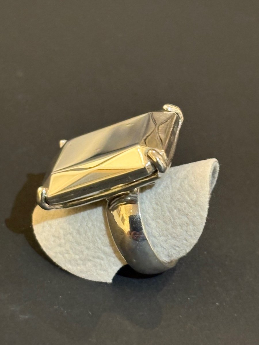Christofle Vintage: Emerald Cut Silver Ring.-photo-1