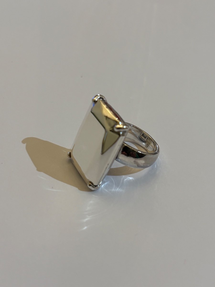 Christofle Vintage: Emerald Cut Silver Ring.-photo-3
