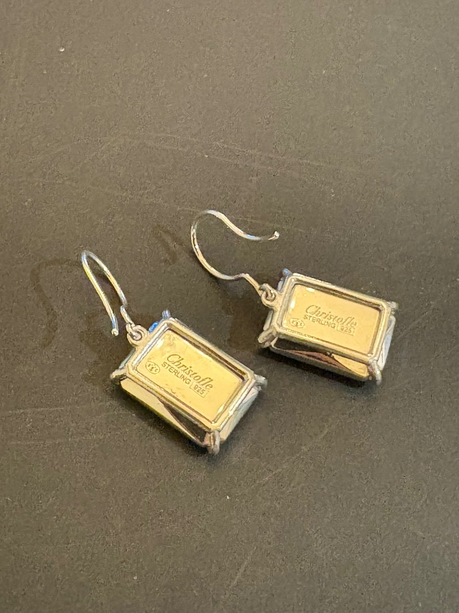 Christofle Vintage: Pair Of Silver Drop Earrings. Pierre d'Argent Model.-photo-3