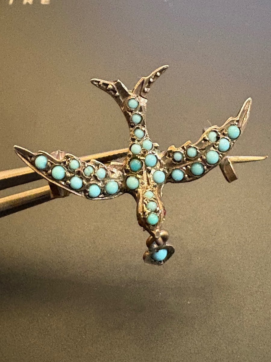 Silver And Turquoise Bird Brooch-photo-1