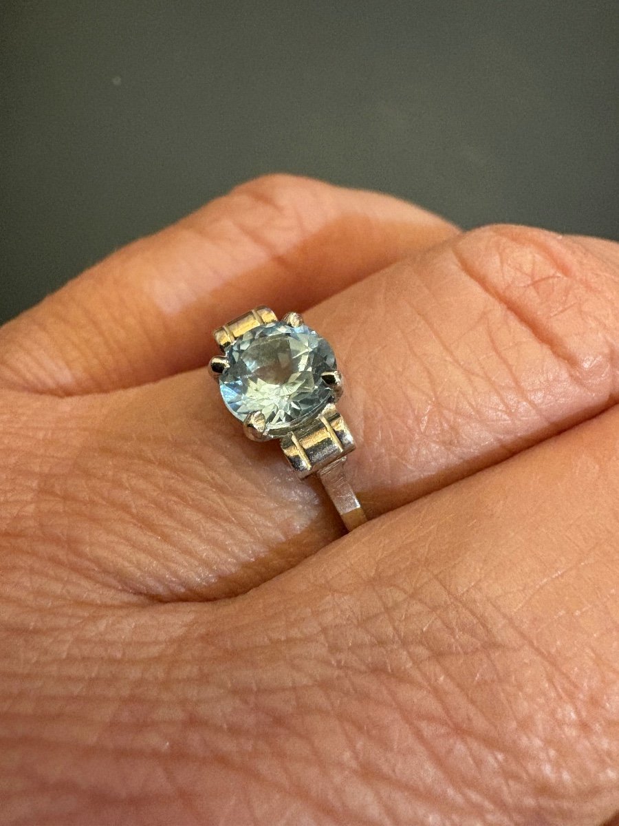 Antique Art Deco Style Ring In Silver And Topaz-photo-2