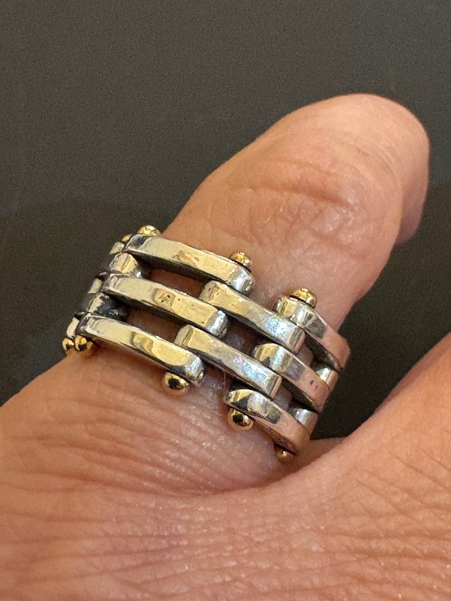 Tiffany & Co Articulated Ring In Silver And Gold.-photo-2