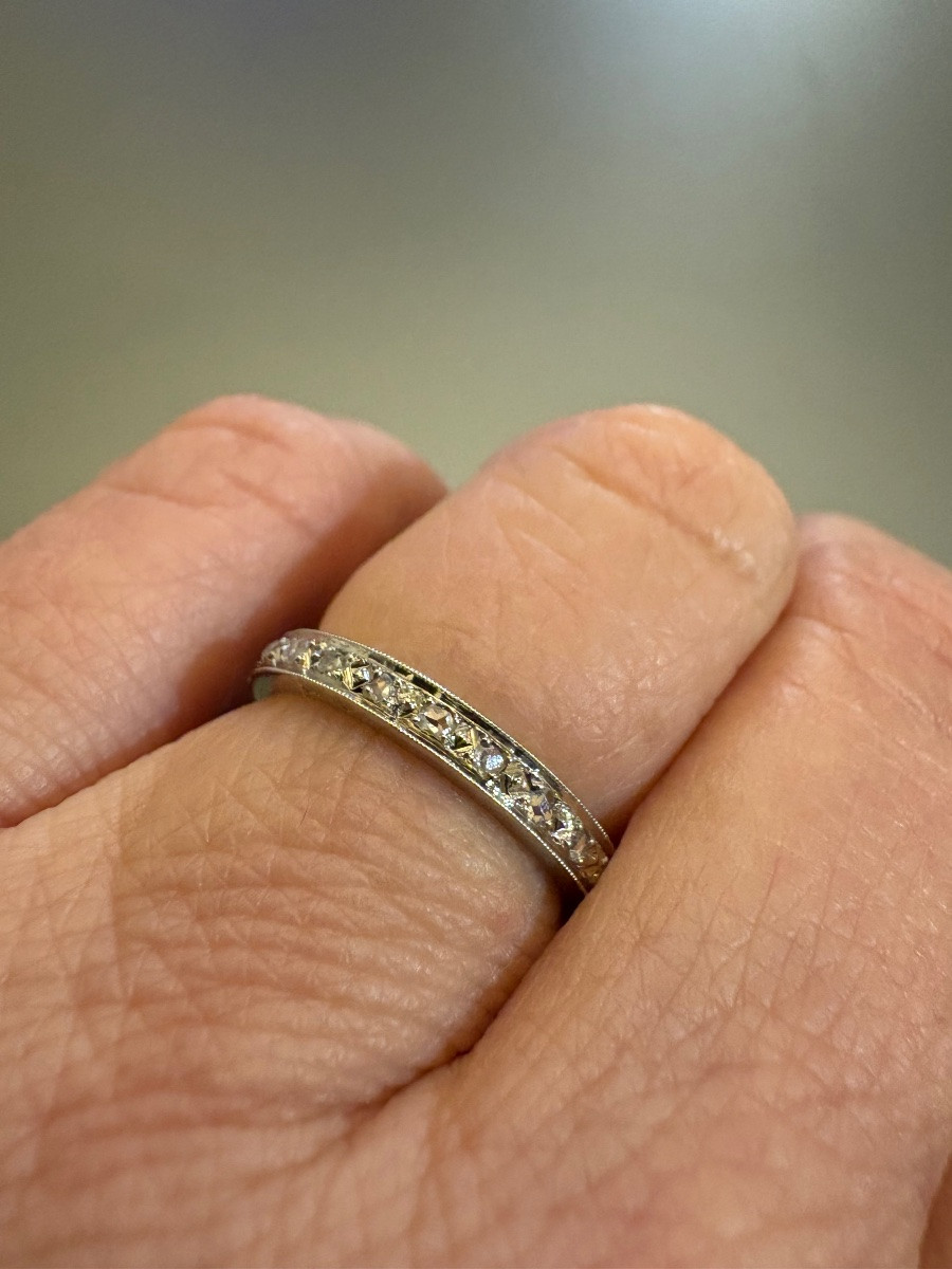 Ancienne Alliance Américaine En Or Et Diamants Taille En Rose-photo-1