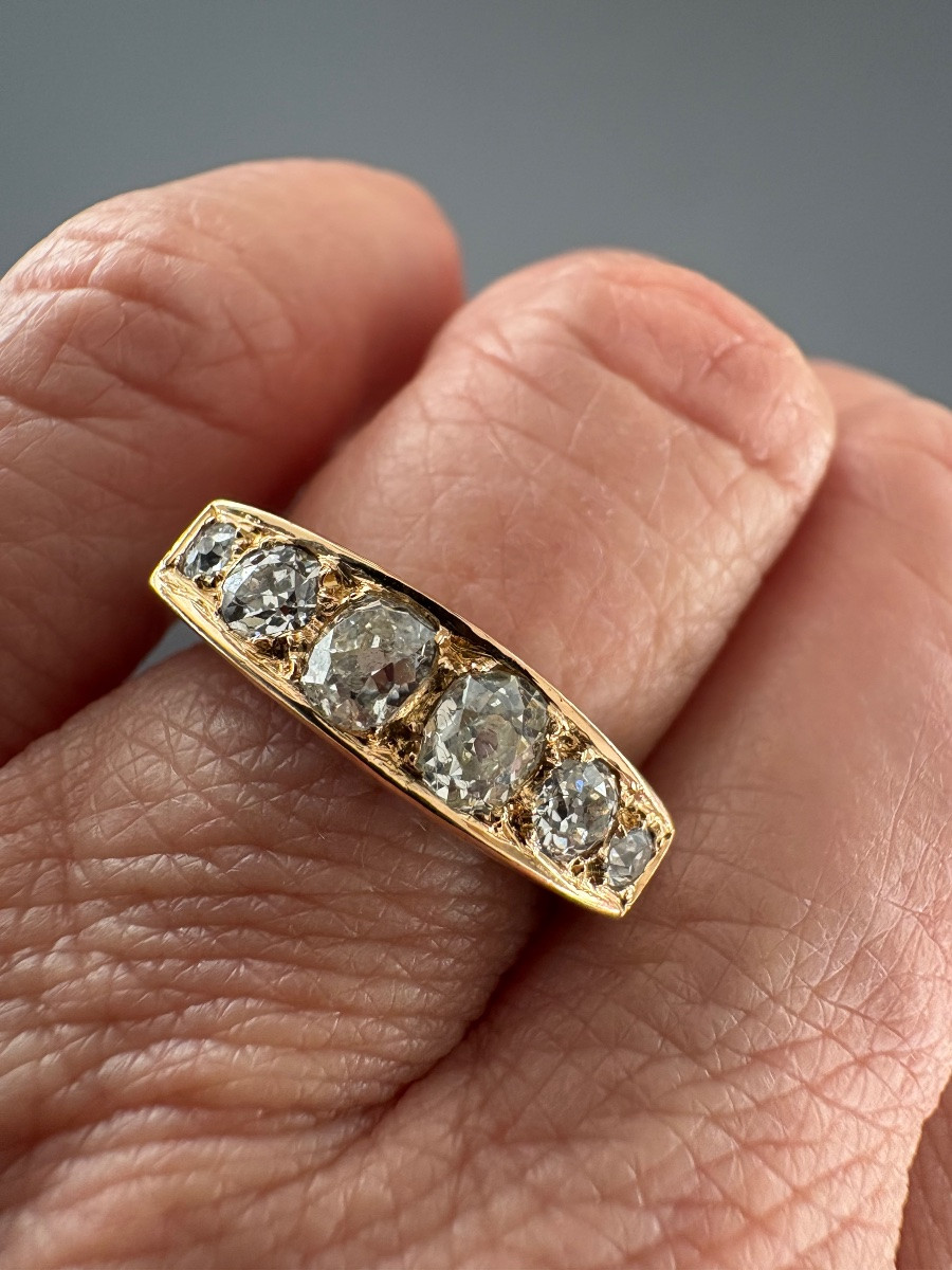 Gold Ring With Six Old-cut Diamonds-photo-1