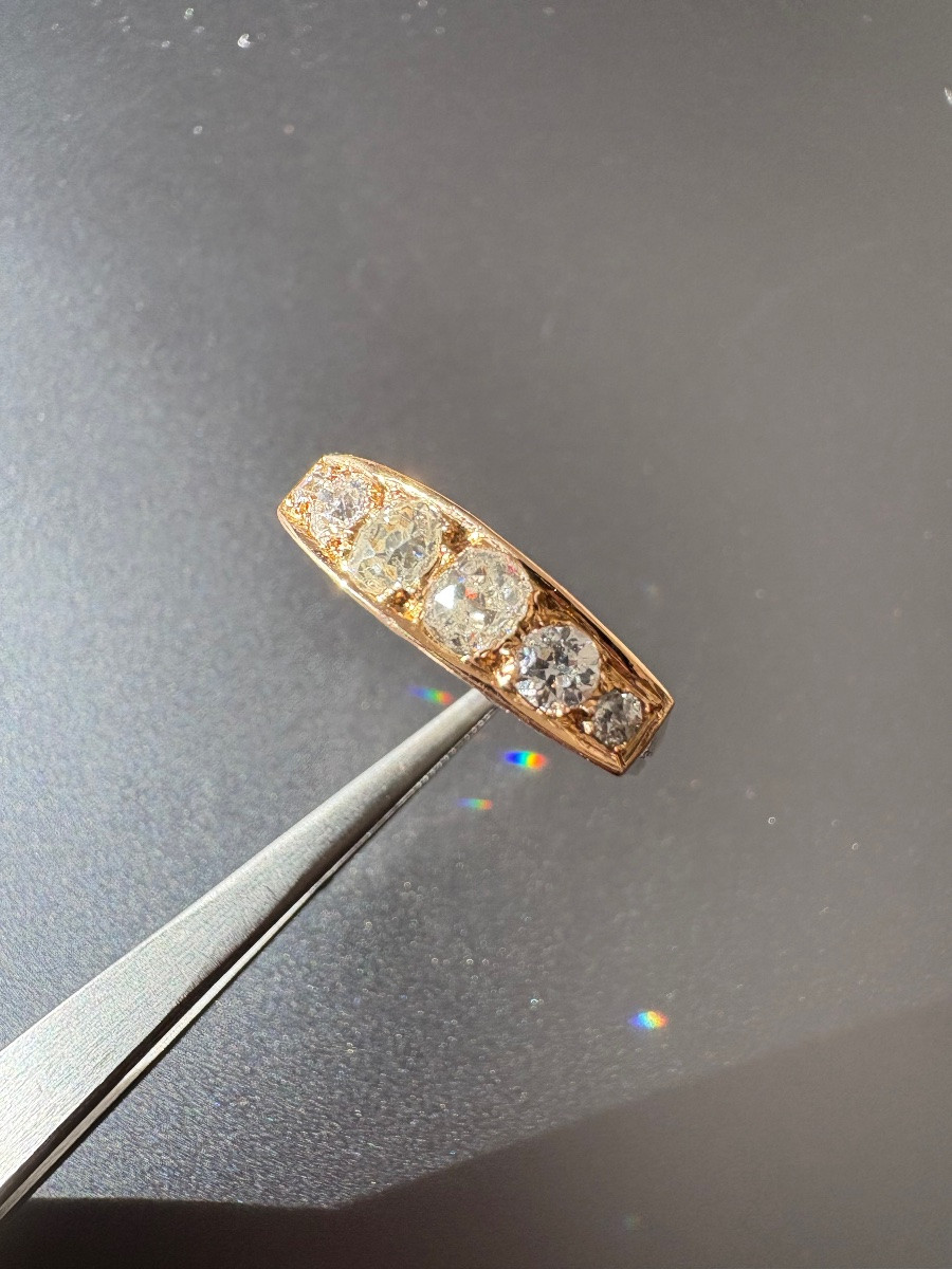 Gold Ring With Six Old-cut Diamonds-photo-4