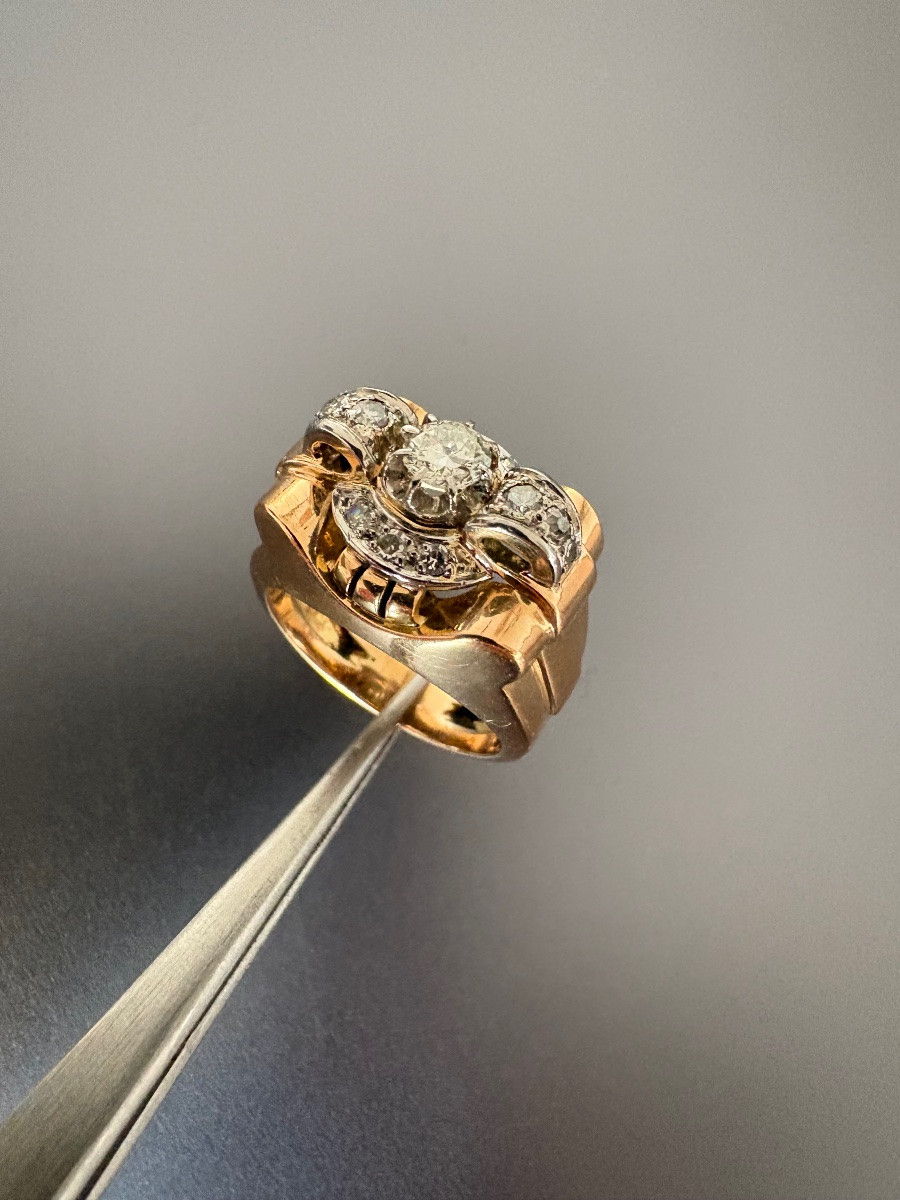 Bague Tank En Or, Platine Et Diamants-photo-4