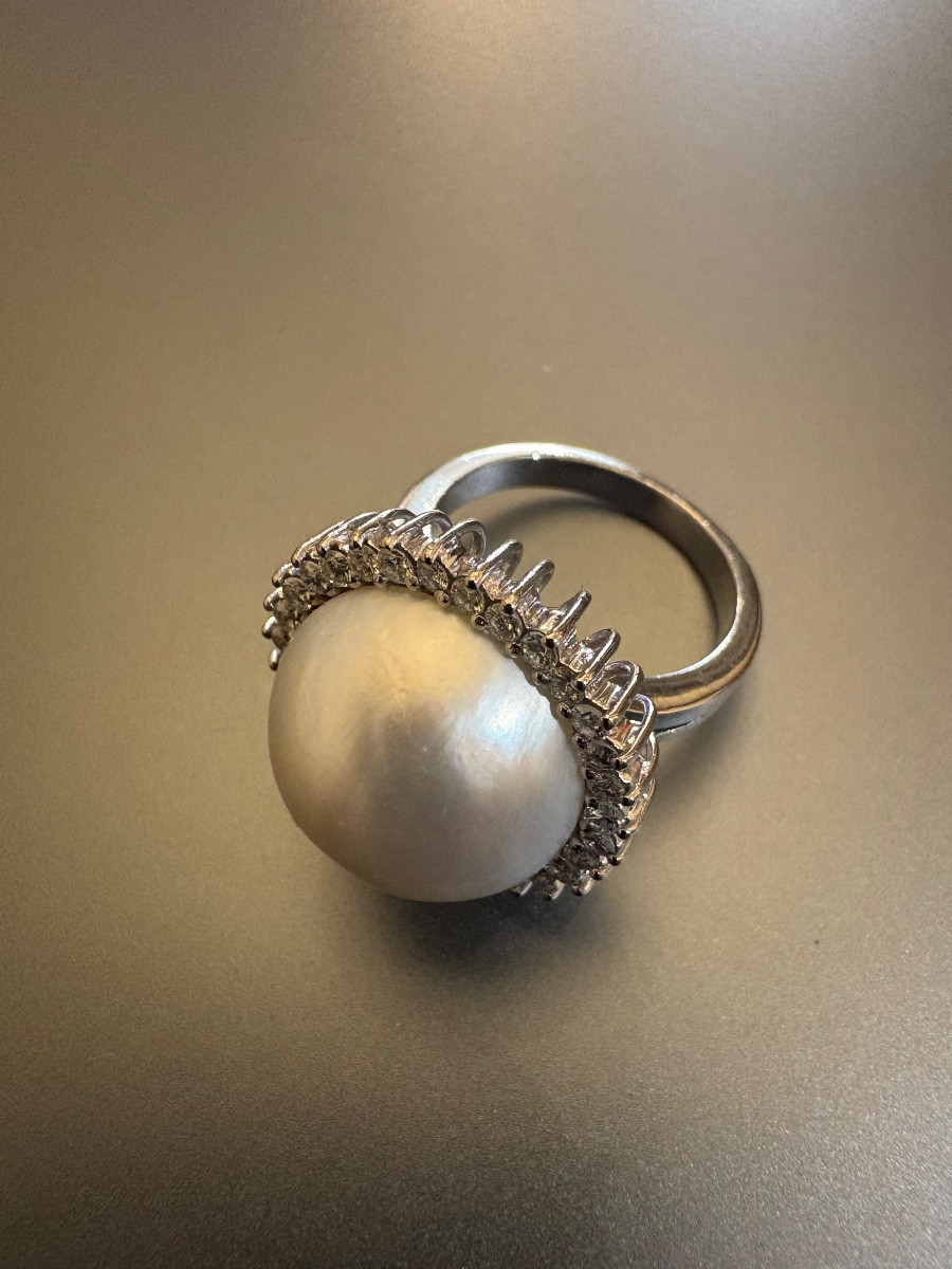 Bague or, perle Mabe et diamants-photo-7