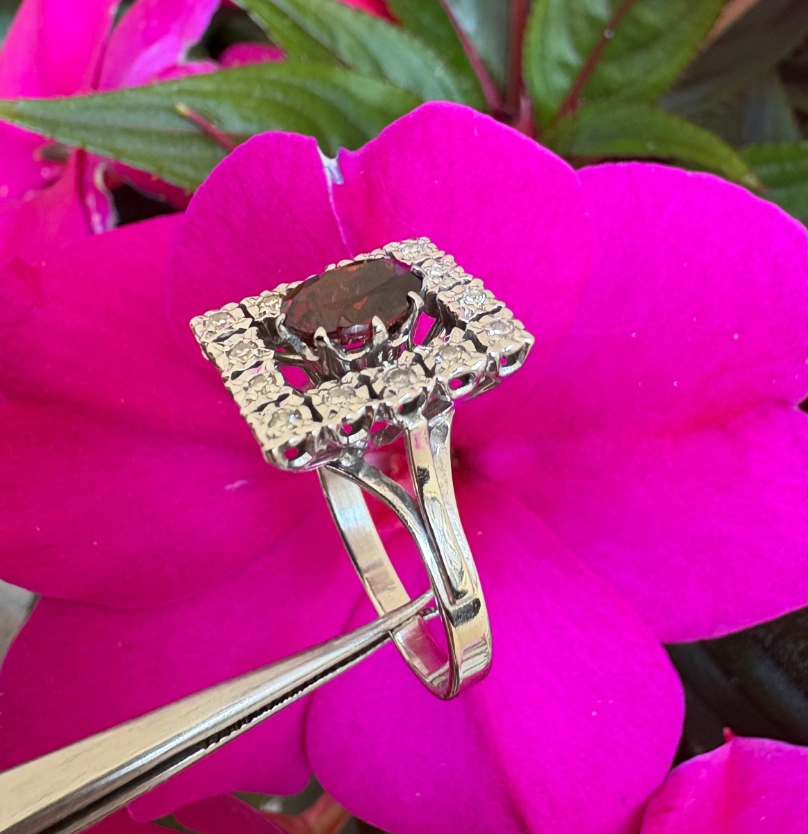 Ring In White Gold, Garnet And Diamonds-photo-7