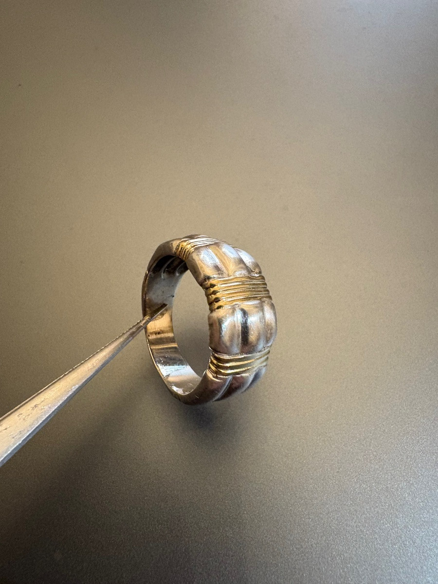 Vintage: Bague argent 925/1000 eme et or jaune 750/1000 eme-photo-1