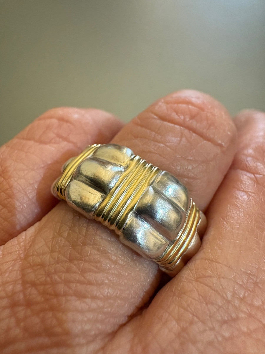 Vintage: Bague argent 925/1000 eme et or jaune 750/1000 eme-photo-2