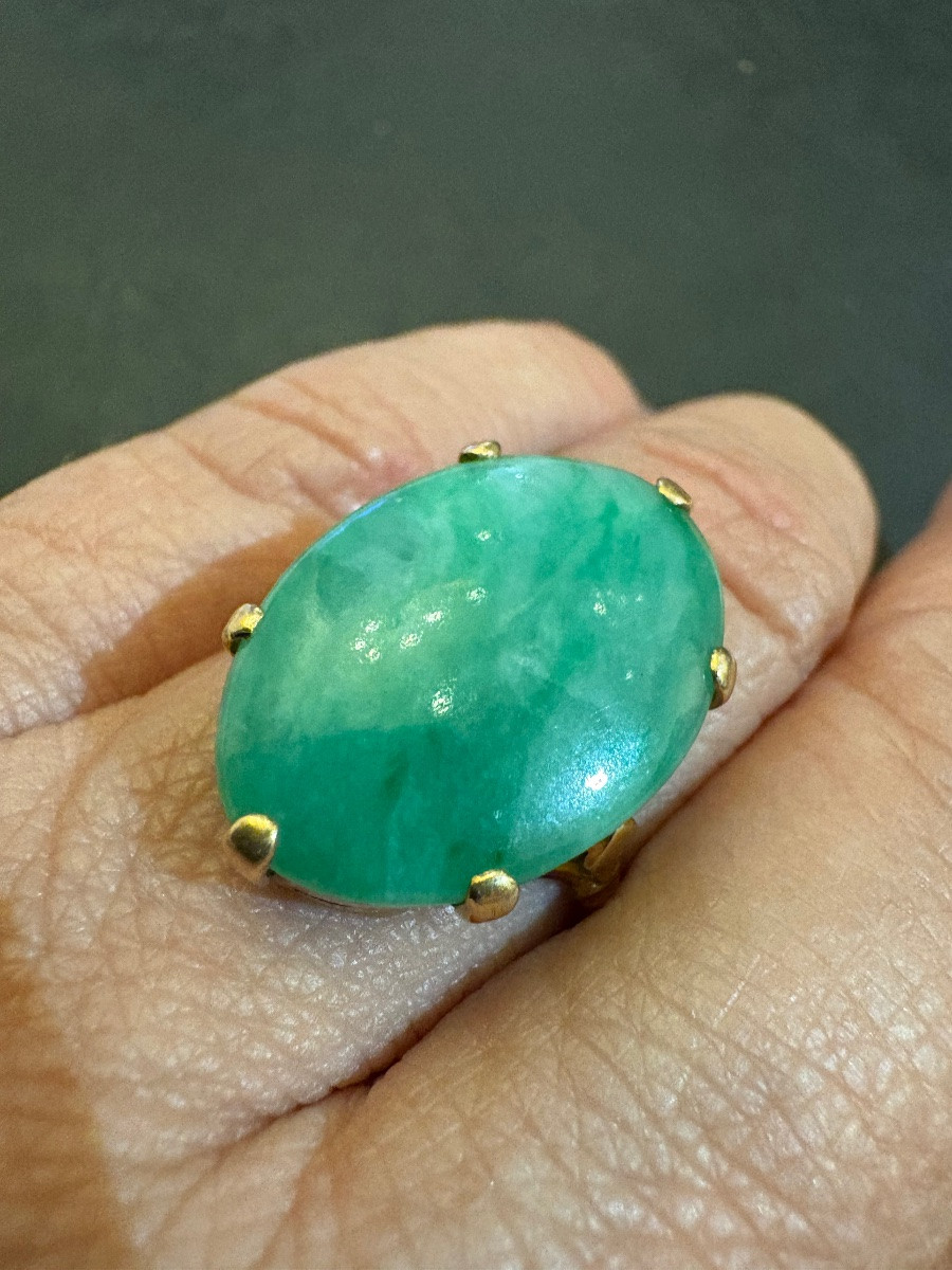 Ancienne bague en or et jade-photo-3