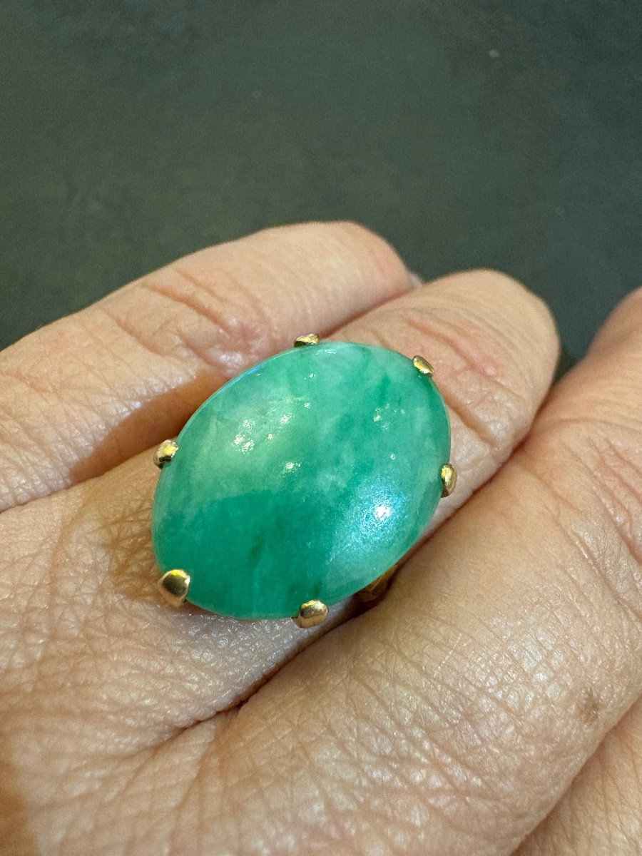 Ancienne bague en or et jade-photo-2