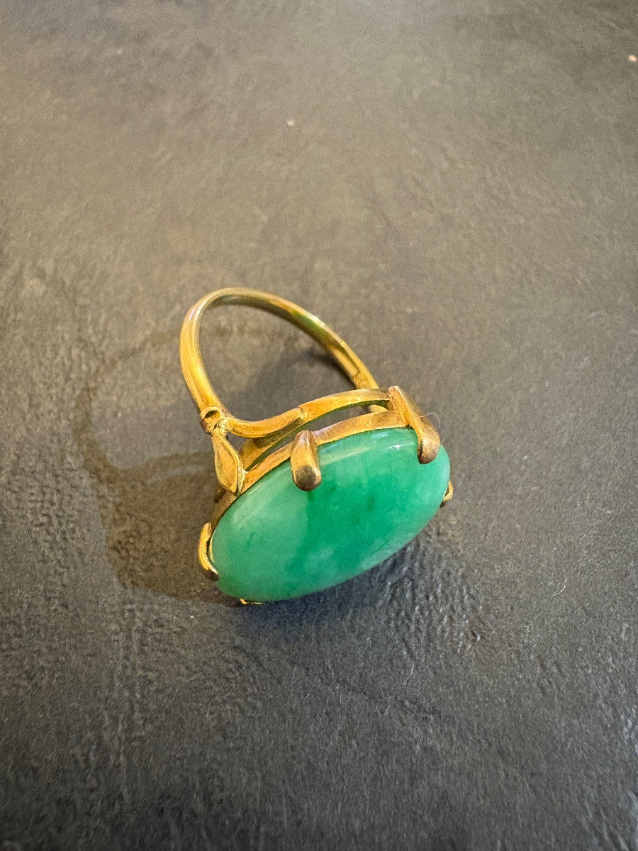 Ancienne bague en or et jade-photo-3