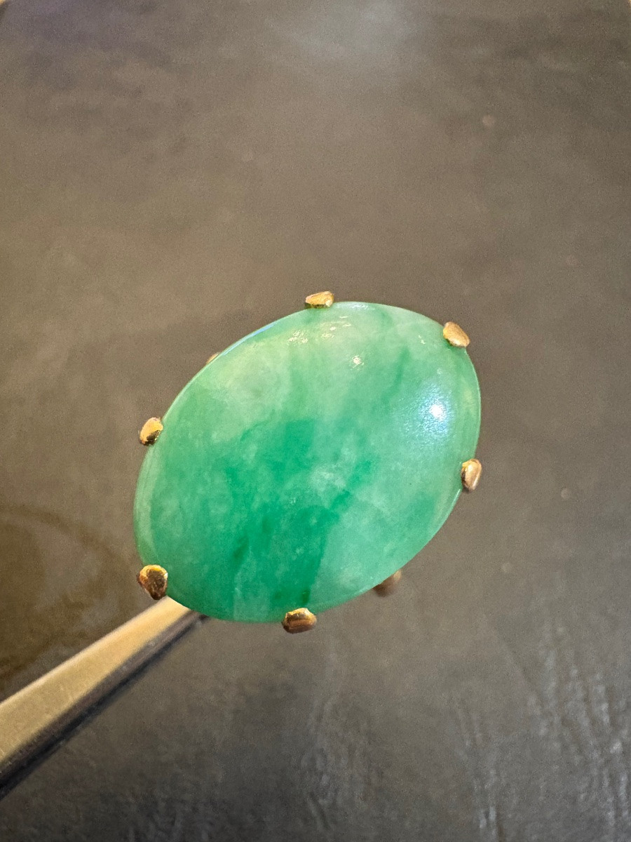 Ancienne bague en or et jade-photo-4